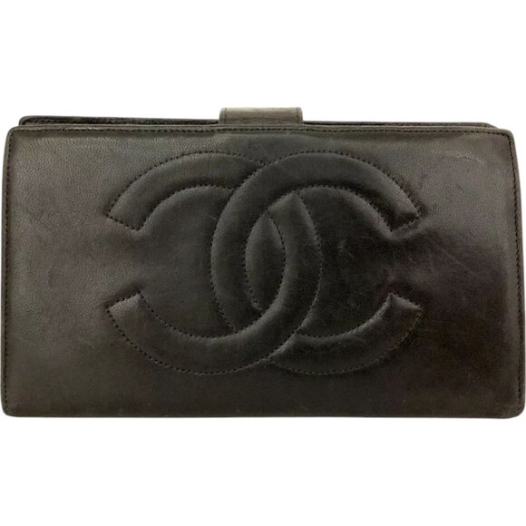 060225BL (S3) Chanel Wallet Long Black Lambskin - Picture 1 of 9